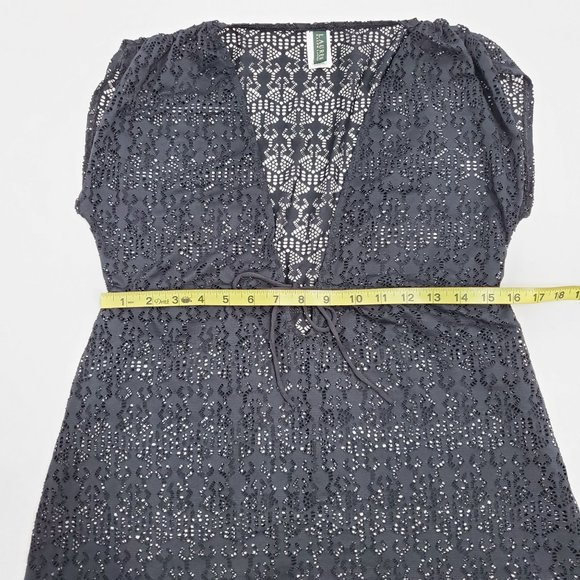 Lauren Ralph Lauren Women's Black Crochet Knit Swim Cover-Up Tunic Dress Small - Picture 9 of 11